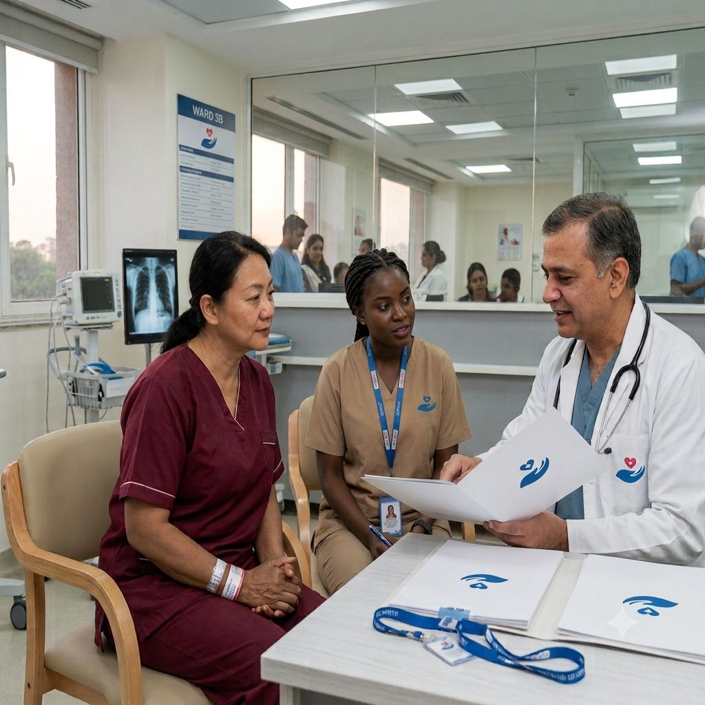 Specialist doctor sharing diagnostic imaging with the care team